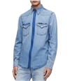 Calvin Klein Mens Western Button Up Shirt blue 2XL