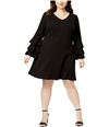 Love Squared Womens Tiered A-line Cocktail Dress black 1X