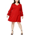 Love Squared Womens Tiered A-line Cocktail Dress red 2X