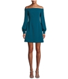 Jill Stuart Womens Solid Crepe Off-Shoulder Dress tealgreen 2