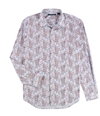 Perry Ellis Mens Gingham Paisley Button Up Shirt aurorared XL