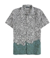 Perry Ellis Mens Luau Colorblocked Floral Button Up Shirt brightwhite L