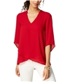 Karen Kane Womens Angel-Sleeve Pullover Blouse red XS