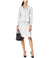 Le Suit Womens Bow-Collar Skirt Suit medgray 6