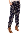 Maison Jules Womens Floral-Print Ankle-Tie Harem Casual Pants