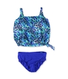 Swim Solutions Womens Side-Tie Blouson Brief 2 Piece Tankini blu 20