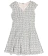 Rebecca Taylor Womens Speckled Tweed Fit & Flare Dress greycombo 0