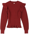 Rebecca Taylor Womens Ruffle Ribbed Pullover Sweater red S
