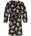 Rebecca Taylor Womens Belted Floral Silk A-line Dress charcoal 4