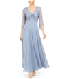J Kara Womens Embellished Fit & Flare Gown Dress ltblue 14