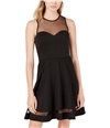 Sequin Hearts Womens Illusion Neckline A-line Dress black 0