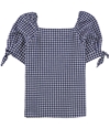 Banana Republic Womens Checkered Tie Sleeve Pullover Blouse 002 M