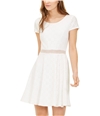 Sequin Hearts Womens Ruffle Waist A-line Dress white 1