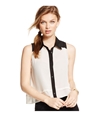 Material Girl Womens Colorblock Button Down Blouse