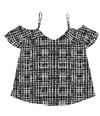bar III Womens Draped Knit Blouse blackcombo XS