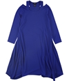 Alfani Womens Cutout Fit & Flare Dress blue 4