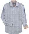 Tasso Elba Mens Checkered Button Up Shirt turqcombo S