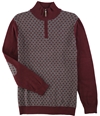 Tasso Elba Mens Patterned Quarter Zip Knit Sweater portcombo L