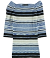 i5 Apparel Womens Striped Knit Blouse bluecombo M