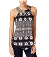 I-N-C Womens Filigree Printed Halter Top Shirt