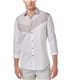 I-N-C Mens Asymmetrical Button Up Shirt white 2XL