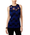 I-N-C Womens Embroidered Lace Knit Blouse goddessblue S