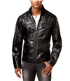 I-N-C Mens Zones Faux-Leather Motorcycle Jacket black XL
