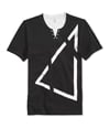 I-N-C Mens Layered Split Neck Graphic T-Shirt
