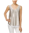 I-N-C Womens Shimmery Pullover Blouse silver M