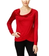 I-N-C Womens Metallic Pullover Blouse realred S