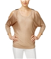 I-N-C Womens Embellished Knit Sweater gold XS