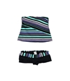 Jag Womens Striped Shorty Shorts 2 Piece Bandeau grnblk S