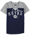 G-III Sports Womens Hoyas Mesh Lace-Up Graphic T-Shirt geo M