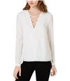 Leyden Womens Lace-Trim Pullover Blouse white XS