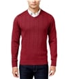 John Ashford Mens V-Neck Striped-Texture Knit Sweater cherrywine S
