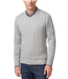 John Ashford Mens V-Neck Striped-Texture Knit Sweater ltgreyheather 2XL