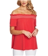 CeCe Womens Smocked Off the Shoulder Blouse wildfirered S