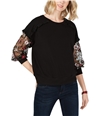 CeCe Womens Floral Accent Sweatshirt black XL