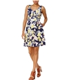 Maison Jules Womens Printed Fit & Flare Dress, TW1