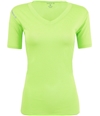 Reebok Womens Volt V-Neck Performance Basic T-Shirt limegreen L