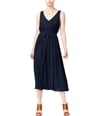 maison Jules Womens Belted Fit & Flare Dress navy S