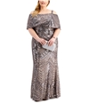 R&M Richards Womens Sequin Gown Dress taupe 14W