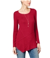 I-N-C Womens Asymmetrical Ribbed Pullover Blouse