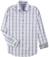 Tasso Elba Mens Plaid Paisley Button Up Shirt bluecombo S