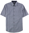 Tasso Elba Mens Grid-Pattern Button Up Shirt navycombo S