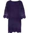 Alfani Womens Crochet-Trim A-line Dress darkpurple M