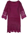 Alfani Womens Crochet-Trim A-line Dress ltpaspink S