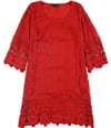 Alfani Womens Crochet-Trim A-line Dress mediumred S