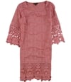 Alfani Womens Crochet-Trim A-line Dress medpink S