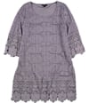 Alfani Womens Crochet-Trim A-line Dress medpurple 2XL